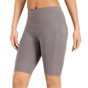 ID Ideology Women's 10 High Rise Pocket Bike Shorts/ Yoga Shorts Gray Size M